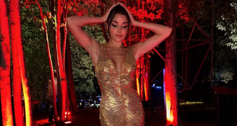 Hande Erçel düğünde! Hakan Sabancı’nın ceketiyle poz verdi